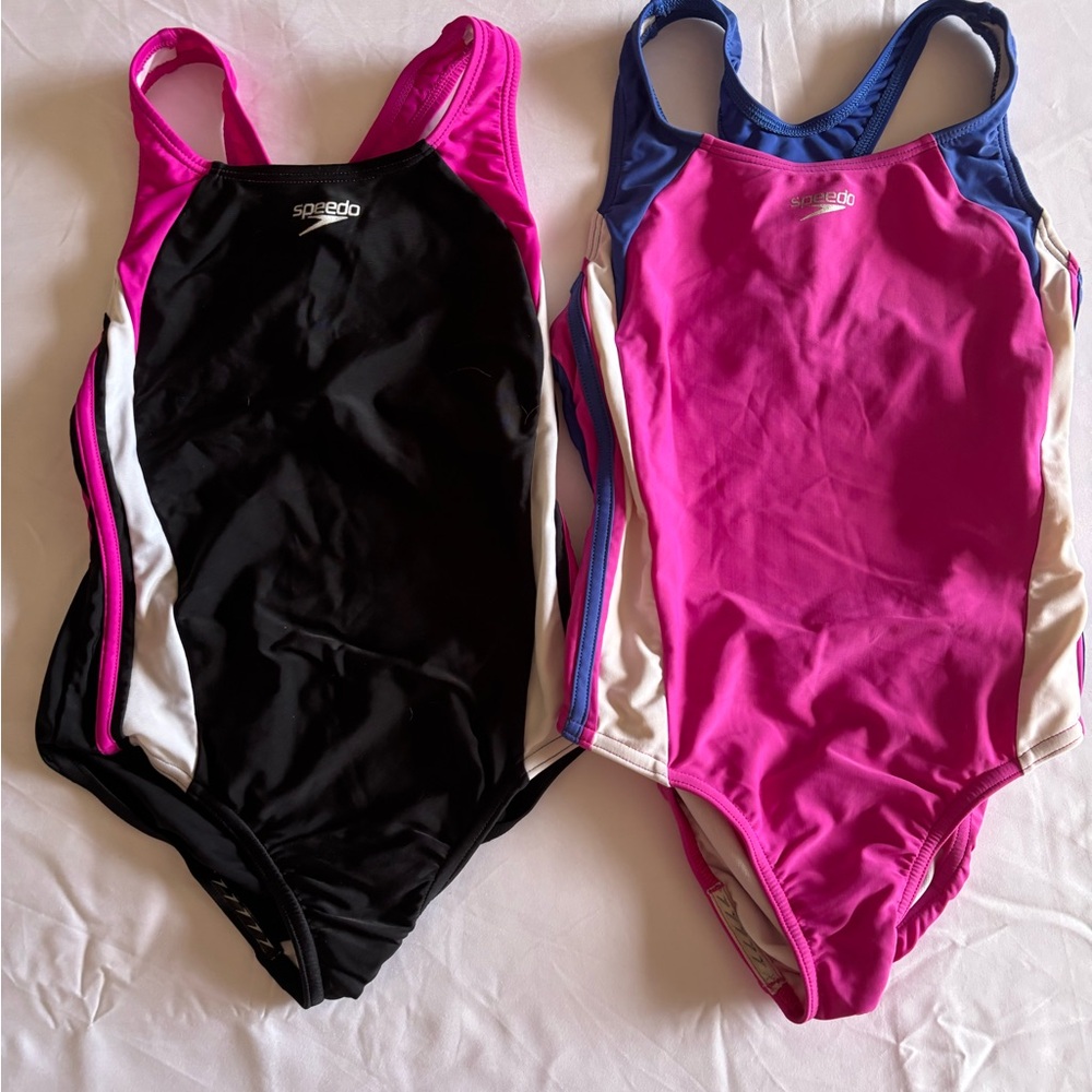 Speedo Kids One Piece Swimsuit - Black, Pink, and Blue